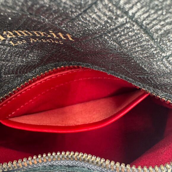 Hammitt Tony Small Black Chevron Leather Crossbody Bag Polished Gold - Picture 14 of 15